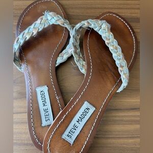 Steve Madden Women's Braided Sandals - Silver and Gold Size 8.5